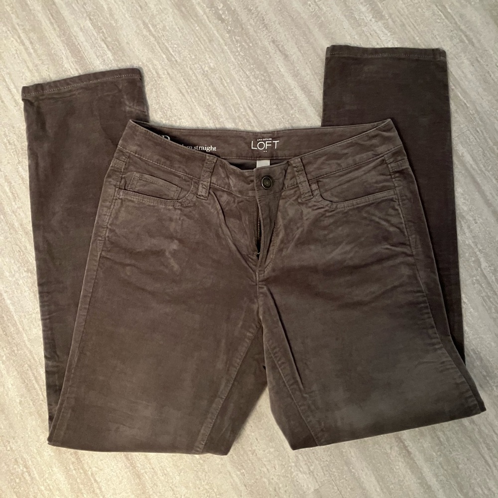 Loft grey modern straight velour-like pants - size 6P